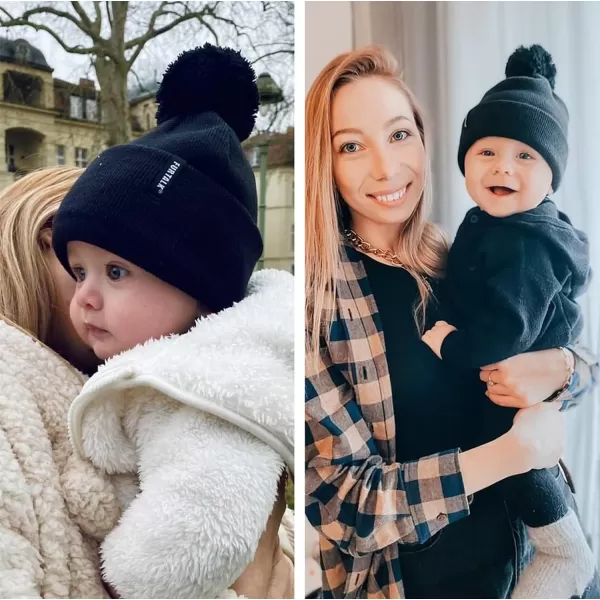 FURTALK Toddler Winter Hat Baby Boys Girls Pom Pom Beanie Hat Double Layer Kids Knit Winter Pom Hats