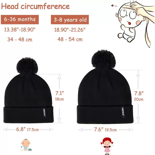 FURTALK Toddler Winter Hat Baby Boys Girls Pom Pom Beanie Hat Double Layer Kids Knit Winter Pom Hats