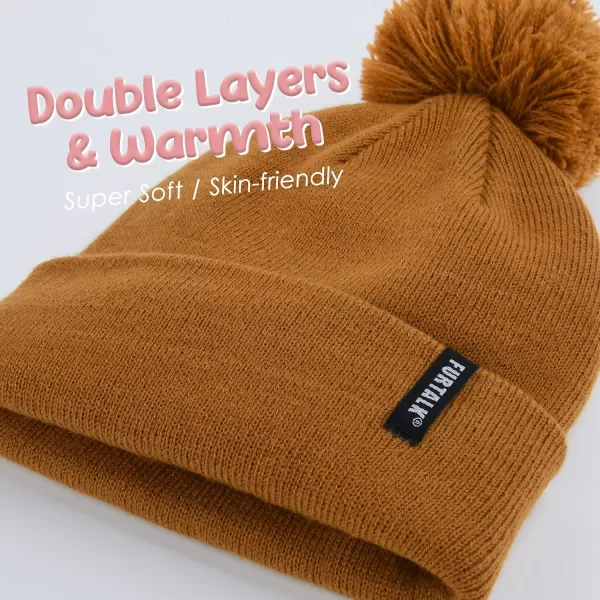 FURTALK Toddler Winter Hat Baby Boys Girls Pom Pom Beanie Hat Double Layer Kids Knit Winter Pom Hats