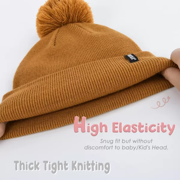 FURTALK Toddler Winter Hat Baby Boys Girls Pom Pom Beanie Hat Double Layer Kids Knit Winter Pom Hats