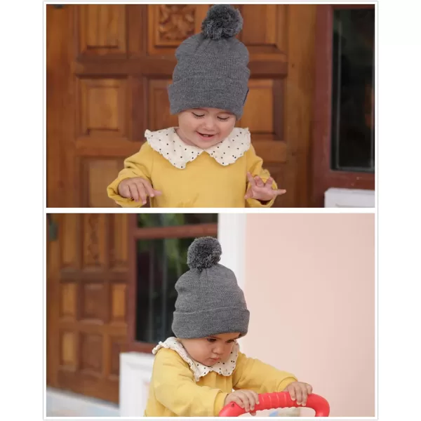 FURTALK Toddler Winter Hat Baby Boys Girls Pom Pom Beanie Hat Double Layer Kids Knit Winter Pom Hats