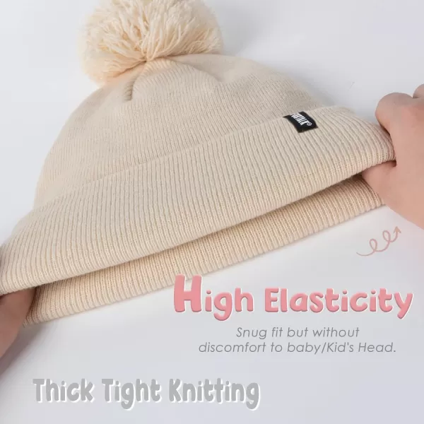FURTALK Toddler Winter Hat Baby Boys Girls Pom Pom Beanie Hat Double Layer Kids Knit Winter Pom Hats
