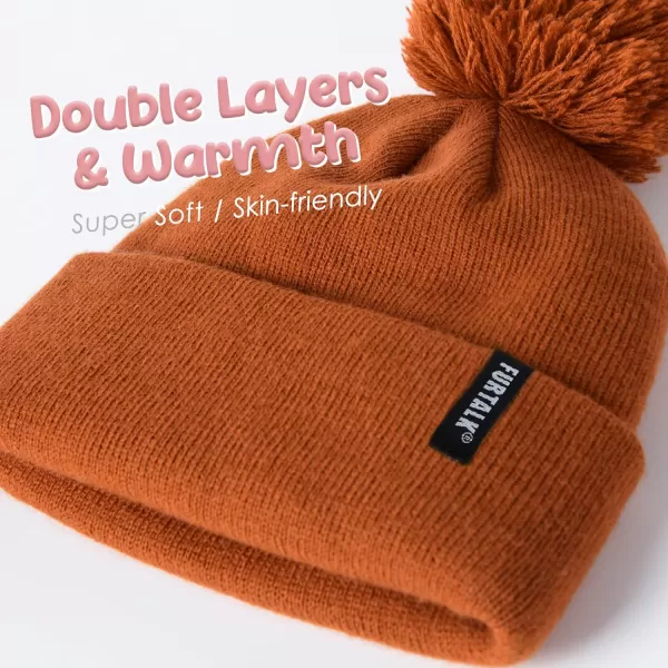 FURTALK Toddler Winter Hat Baby Boys Girls Pom Pom Beanie Hat Double Layer Kids Knit Winter Pom Hats
