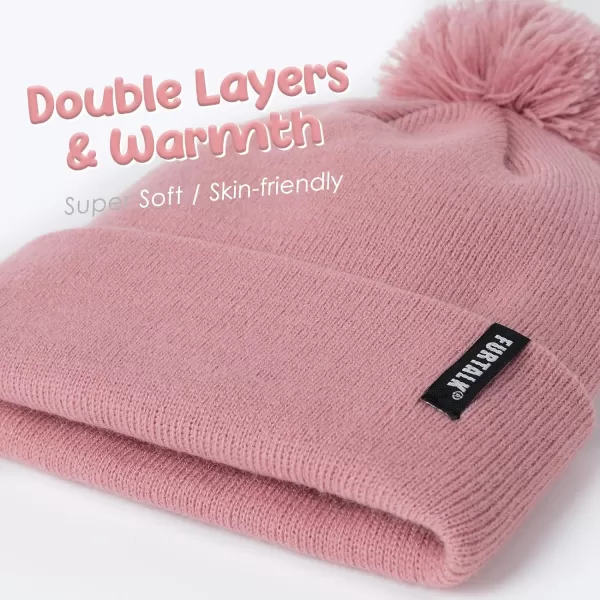 FURTALK Toddler Winter Hat Baby Boys Girls Pom Pom Beanie Hat Double Layer Kids Knit Winter Pom Hats