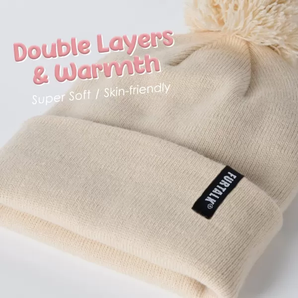 FURTALK Toddler Winter Hat Baby Boys Girls Pom Pom Beanie Hat Double Layer Kids Knit Winter Pom Hats