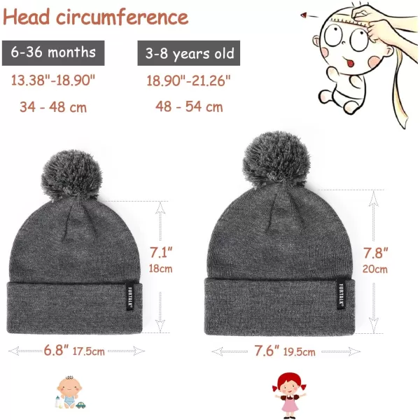 FURTALK Toddler Winter Hat Baby Boys Girls Pom Pom Beanie Hat Double Layer Kids Knit Winter Pom Hats