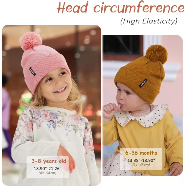 FURTALK Toddler Winter Hat Baby Boys Girls Pom Pom Beanie Hat Double Layer Kids Knit Winter Pom Hats