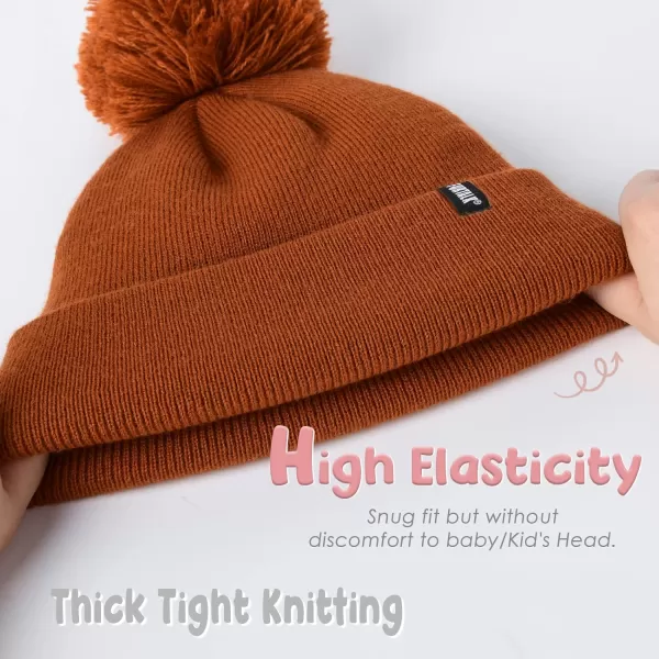 FURTALK Toddler Winter Hat Baby Boys Girls Pom Pom Beanie Hat Double Layer Kids Knit Winter Pom Hats