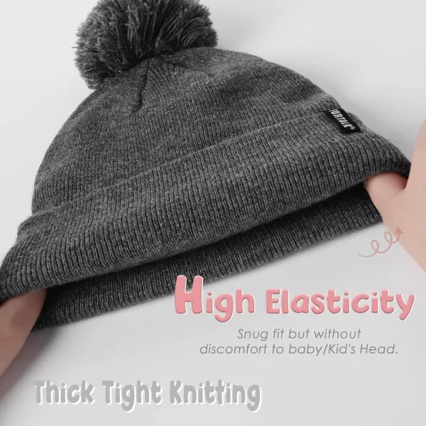 FURTALK Toddler Winter Hat Baby Boys Girls Pom Pom Beanie Hat Double Layer Kids Knit Winter Pom Hats