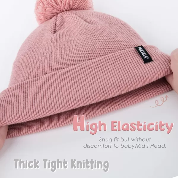 FURTALK Toddler Winter Hat Baby Boys Girls Pom Pom Beanie Hat Double Layer Kids Knit Winter Pom Hats