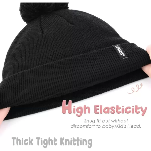 FURTALK Toddler Winter Hat Baby Boys Girls Pom Pom Beanie Hat Double Layer Kids Knit Winter Pom Hats