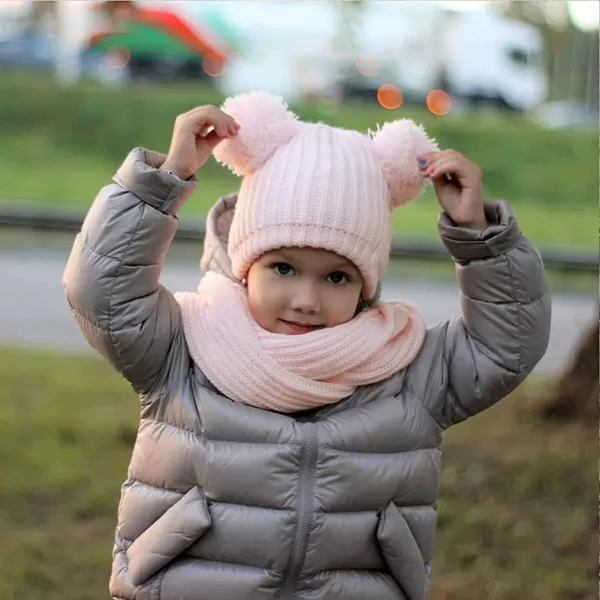 FURTALK Toddler Winter Hat Pom Beanie Fleece Lined Knit Hats for Baby Kids Boys Girls 1-3 Years