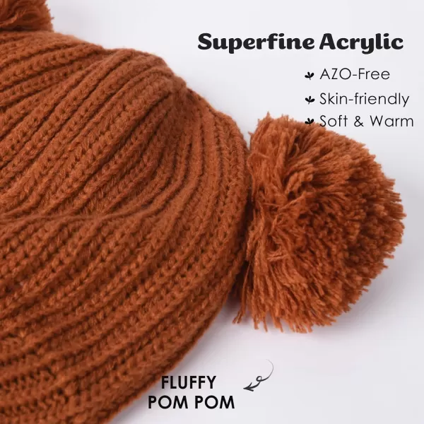 FURTALK Toddler Winter Hat Pom Beanie Fleece Lined Knit Hats for Baby Kids Boys Girls 1-3 Years