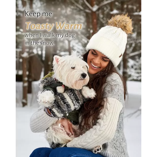 FURTALK Winter Beanie Hat for Women Cotton Lined Faux Fur Pom Pom Hats Womens Warm Thick Knit Skull Cap