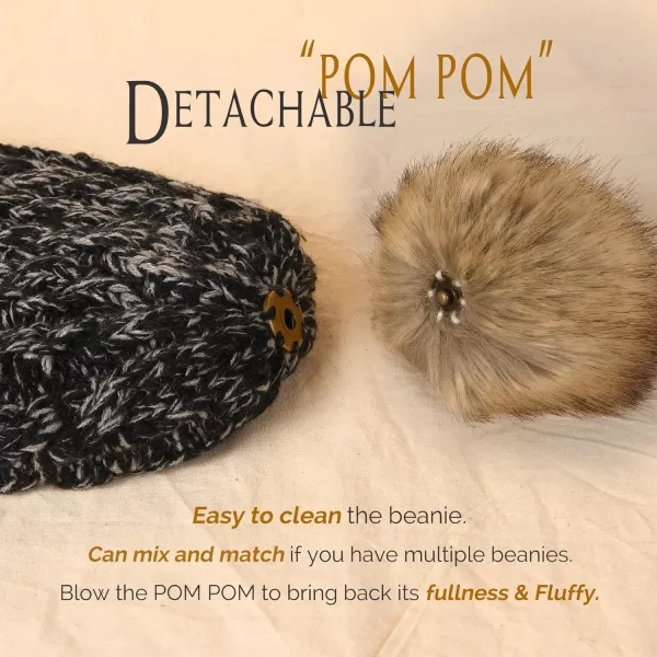 FURTALK Winter Beanie Hat for Women Cotton Lined Faux Fur Pom Pom Hats Womens Warm Thick Knit Skull Cap