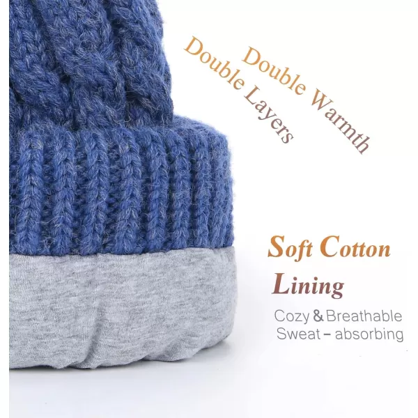 FURTALK Winter Beanie Hat for Women Cotton Lined Faux Fur Pom Pom Hats Womens Warm Thick Knit Skull Cap