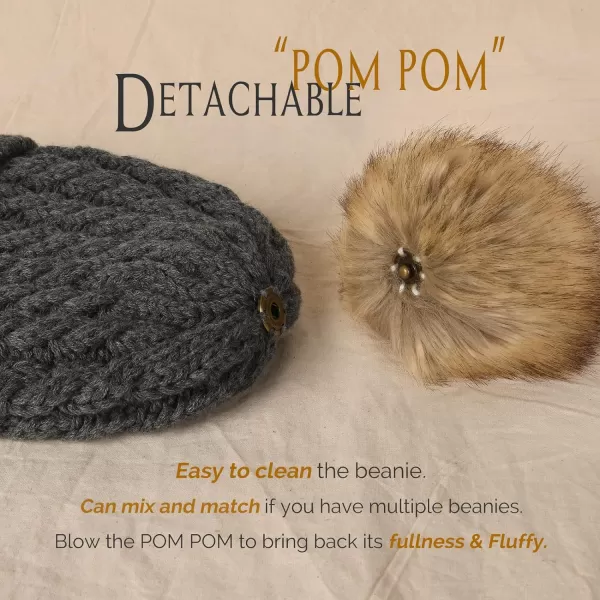 FURTALK Winter Beanie Hat for Women Cotton Lined Faux Fur Pom Pom Hats Womens Warm Thick Knit Skull Cap