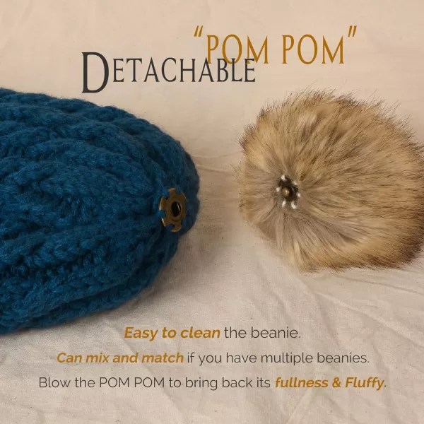 FURTALK Winter Beanie Hat for Women Cotton Lined Faux Fur Pom Pom Hats Womens Warm Thick Knit Skull Cap