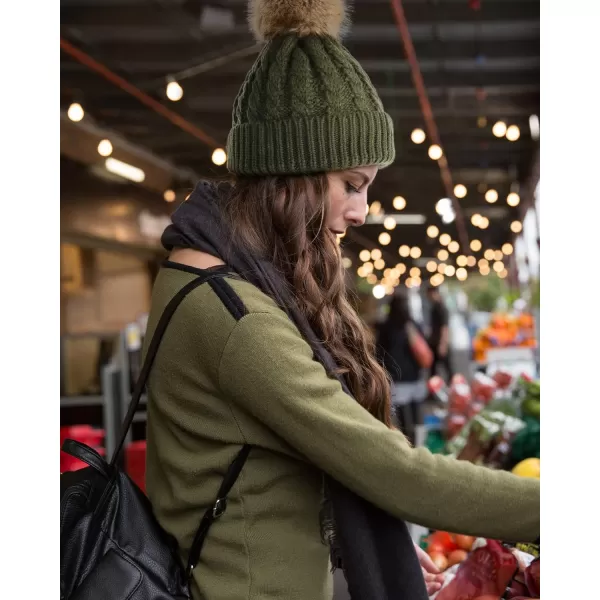 FURTALK Winter Beanie Hat for Women Cotton Lined Faux Fur Pom Pom Hats Womens Warm Thick Knit Skull Cap