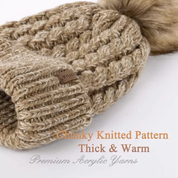 FURTALK Winter Beanie Hat for Women Cotton Lined Faux Fur Pom Pom Hats Womens Warm Thick Knit Skull Cap