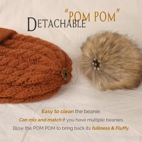 FURTALK Winter Beanie Hat for Women Cotton Lined Faux Fur Pom Pom Hats Womens Warm Thick Knit Skull Cap