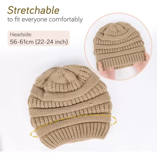 FURTALK Winter Beanie Hat for Women Satin Lined Cable Knit Chunky Slouchy Beanies Skull Warm Cap