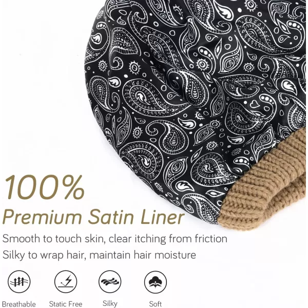 FURTALK Winter Beanie Hat for Women Satin Lined Cable Knit Chunky Slouchy Beanies Skull Warm Cap