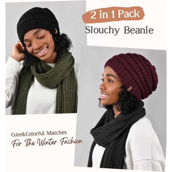 FURTALK Winter Beanie Hat for Women Satin Lined Cable Knit Chunky Slouchy Beanies Skull Warm Cap