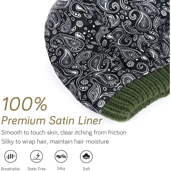 FURTALK Winter Beanie Hat for Women Satin Lined Cable Knit Chunky Slouchy Beanies Skull Warm Cap