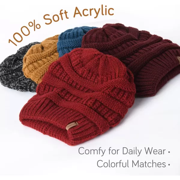 FURTALK Winter Beanie Hat for Women Satin Lined Cable Knit Chunky Slouchy Beanies Skull Warm Cap