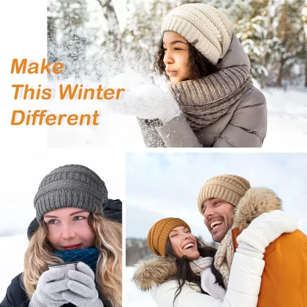 FURTALK Winter Beanie Hat for Women Satin Lined Cable Knit Chunky Slouchy Beanies Skull Warm Cap