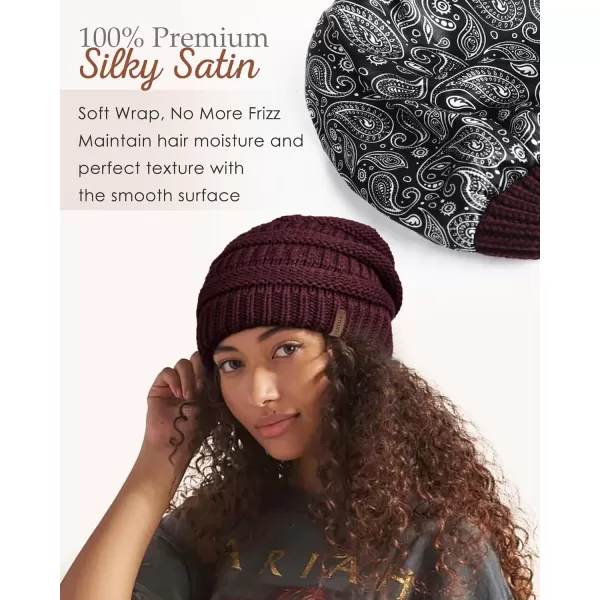 FURTALK Winter Beanie Hat for Women Satin Lined Cable Knit Chunky Slouchy Beanies Skull Warm Cap