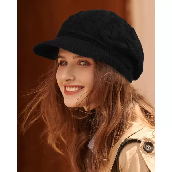 FURTALK Winter Knit Hats with Visor Brim Double Soft Lining for Women Warm Stylish Beanie Hats Slouchy Snow Caps