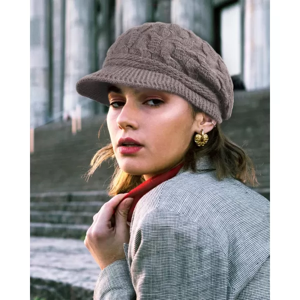 FURTALK Winter Knit Hats with Visor Brim Double Soft Lining for Women Warm Stylish Beanie Hats Slouchy Snow Caps