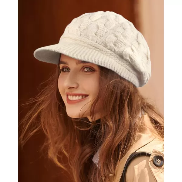 FURTALK Winter Knit Hats with Visor Brim Double Soft Lining for Women Warm Stylish Beanie Hats Slouchy Snow Caps