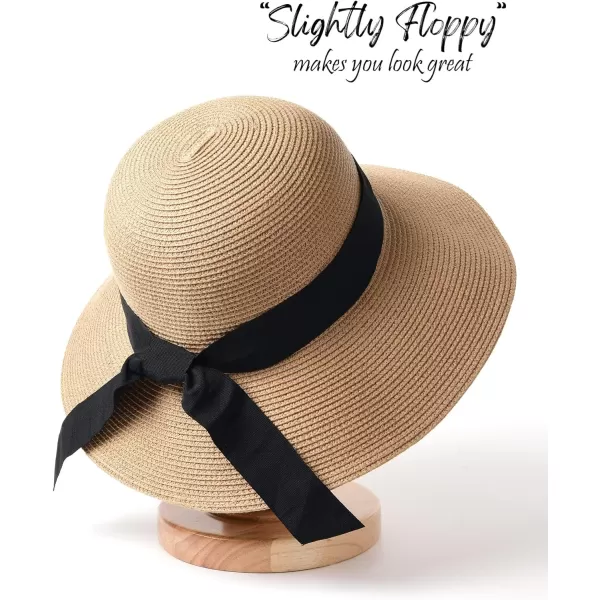 FURTALK Womens Beach Sun Straw Hat UV UPF50 Travel Foldable Brim Summer UV Hat