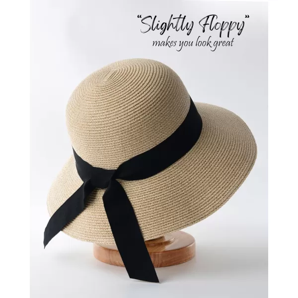 FURTALK Womens Beach Sun Straw Hat UV UPF50 Travel Foldable Brim Summer UV Hat