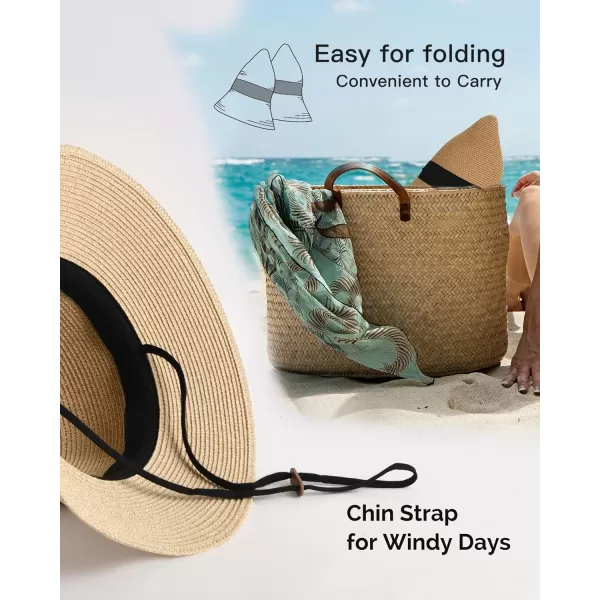 FURTALK Womens Beach Sun Straw Hat UV UPF50 Travel Foldable Brim Summer UV Hat