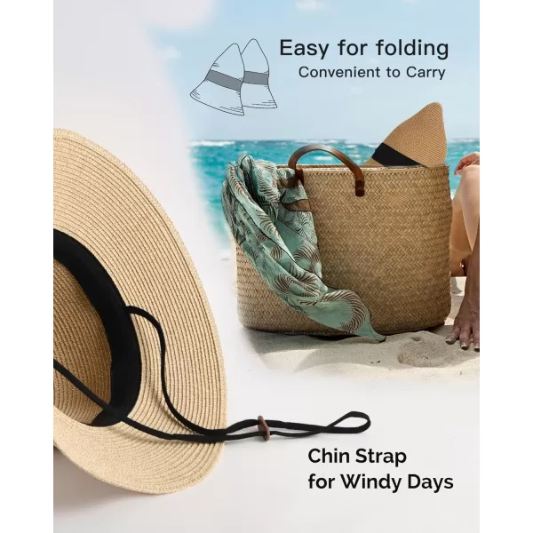 FURTALK Womens Beach Sun Straw Hat UV UPF50 Travel Foldable Brim Summer UV Hat