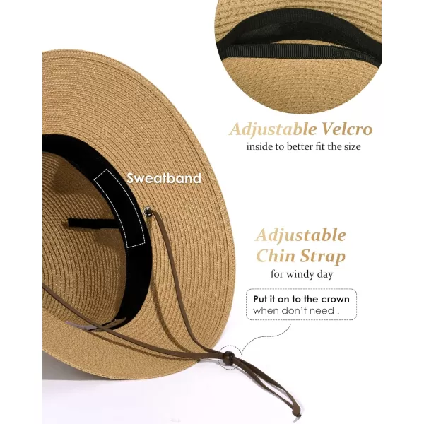 FURTALK Womens Wide Brim Sun Hat with Wind Lanyard UPF Summer Straw Sun Hats for Women