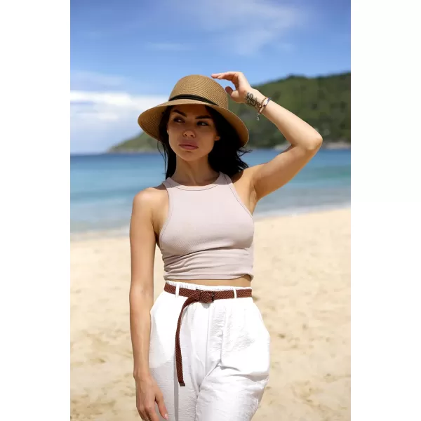 FURTALK Womens Wide Brim Sun Hat with Wind Lanyard UPF Summer Straw Sun Hats for Women