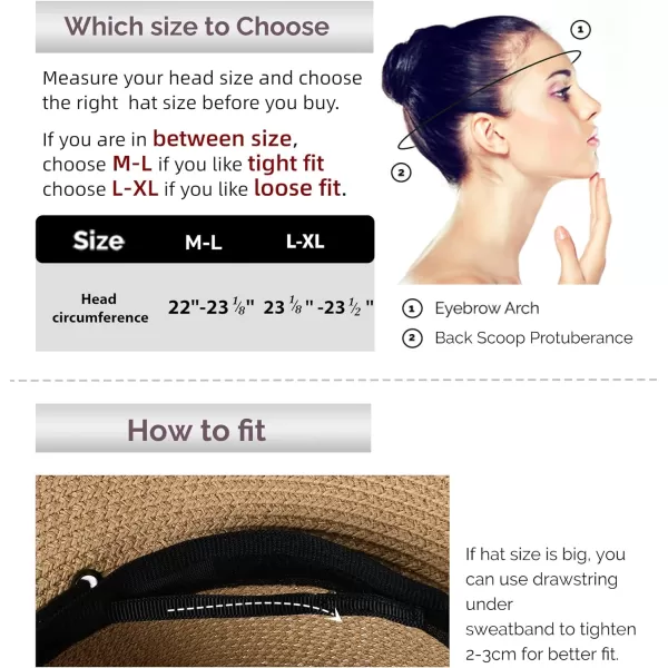 FURTALK Womens Wide Brim Sun Hat with Wind Lanyard UPF Summer Straw Sun Hats for Women