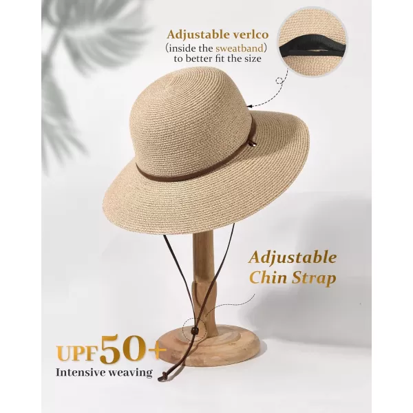 FURTALK Womens Wide Brim Sun Hat with Wind Lanyard UPF Summer Straw Sun Hats for Women
