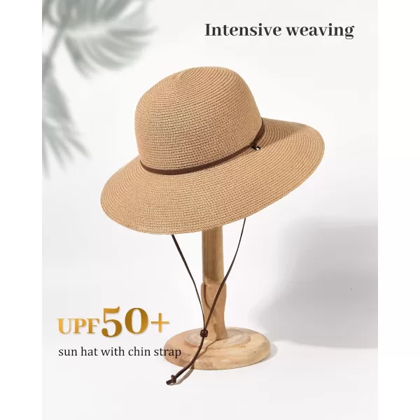 FURTALK Womens Wide Brim Sun Hat with Wind Lanyard UPF Summer Straw Sun Hats for Women