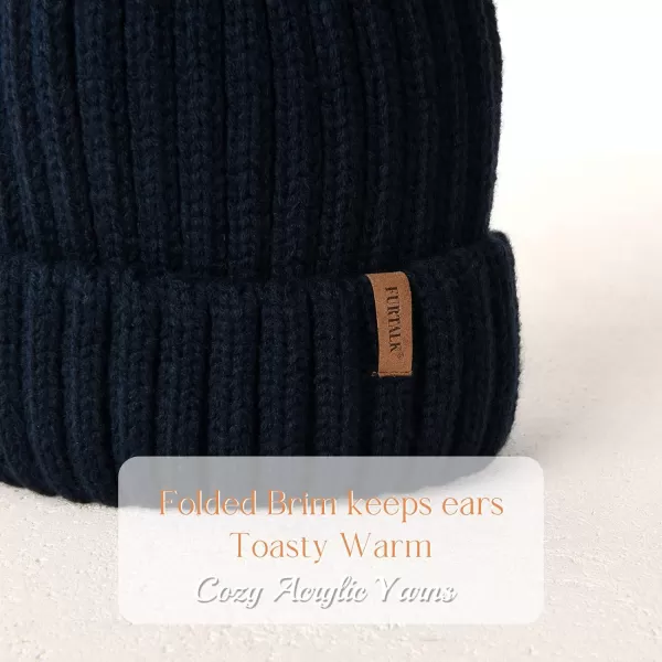 FURTALK Womens Winter Beanie Hat Fleece Lined Faux Fur Pom Pom Knitted Warm Beanie for Women