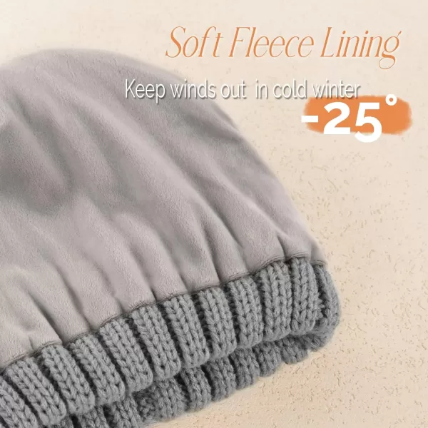 FURTALK Womens Winter Beanie Hat Fleece Lined Faux Fur Pom Pom Knitted Warm Beanie for Women