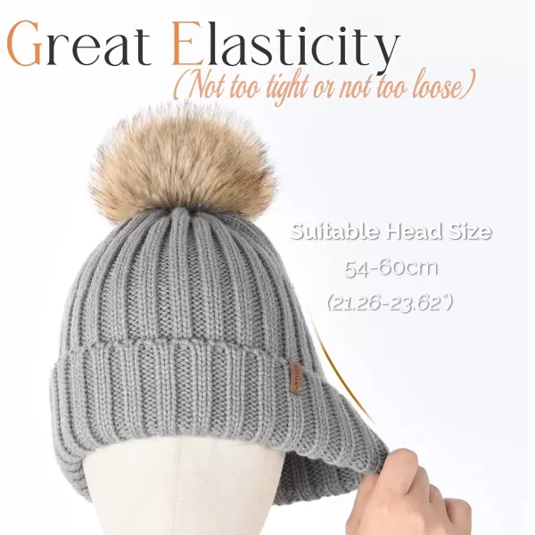FURTALK Womens Winter Beanie Hat Fleece Lined Faux Fur Pom Pom Knitted Warm Beanie for Women