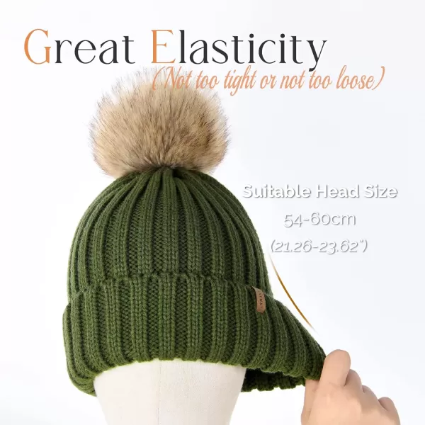 FURTALK Womens Winter Beanie Hat Fleece Lined Faux Fur Pom Pom Knitted Warm Beanie for Women