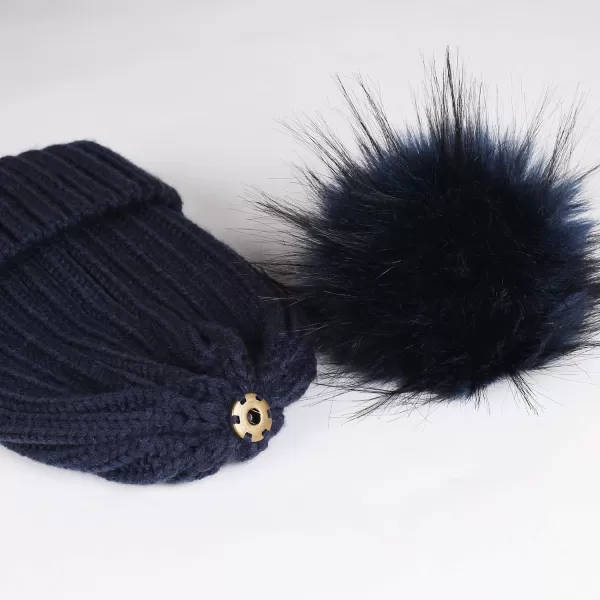 FURTALK Womens Winter Beanie Hat Fleece Lined Faux Fur Pom Pom Knitted Warm Beanie for Women