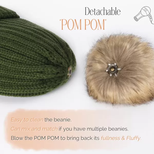 FURTALK Womens Winter Beanie Hat Fleece Lined Faux Fur Pom Pom Knitted Warm Beanie for Women